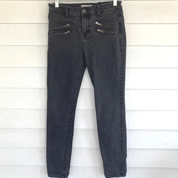 Madewell Black Washed Moto Exposed Zipper Skinny Skinny Jeans 28 - Picture 2 of 6